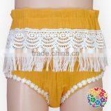 Orange Cotton Ruffle High Waist Lace Fringe Baby Bloomers Wholesale thumbnail-2