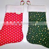 China Factory Cute Mini Fabric Sock Wool Felt Santa Stocking Hangers With Printed Merry Christmas Stars for Baby's Gift thumbnail-3
