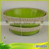 Garden Wholesale Rattan Woven Metal Frame Outdoor Oval Planter Flower Pots thumbnail-5
