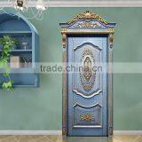 Luxury French Baroque Style Solid Wood Carved Blue Door With Golden Frame BF11-09223c thumbnail-3