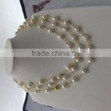 Ladies 8-9mm White Freshwater Pearl Necklace With 14K Gold Chain thumbnail-3