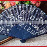 Dark Blue Fabric Hand Held Fan for Ladies thumbnail-5