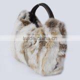 CX-H-36B Real Rabbit Fur & Leather Tote Handbag New Arrival thumbnail-3
