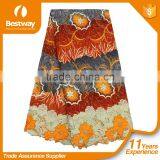 Orange Bestway Wax Print Fabric African 6 Yards With Stones BLW017-8 For Hot Sale thumbnail-1