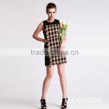 2015 Sleeveless Stitching Hawaiian Style Casualladies Check Dress thumbnail-1