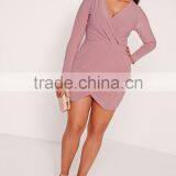 Plus Size Silky Wrap Midi Dress Purple Lust Worthy Slim V-neck Women Dress thumbnail-6