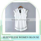 2016 Hotsale Sexy Chiffon Lace Patchwork Blouse Design Sleeveless Top Clothings for Women thumbnail-2