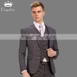 Daynoliao Slim Fit 3 Pieces Trendy Woolen Business Suits Plaid Male Suit for Men thumbnail-3