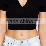 Latest off Shoulder Women Crop Top Wholesale Black Plain Crop Tops thumbnail-6