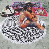 Walson Wholesale Drop Shipping Printed Microfiber Fabric Round Beach Towel With Tassels thumbnail-3