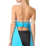 OEM Summer Latest Lady Flowing Strapless Short Front Long Back Blouse thumbnail-4