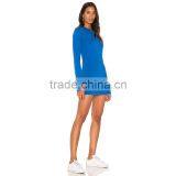 Royal Blue Crew Neck Long Sleeves Fitted Knitted Short Dress thumbnail-5