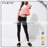 2017 O-neck New Fashion Design Mix Color Casual Crop Top for Woman thumbnail-2