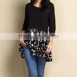 Hot Sale Women Blouse With Black Butterfly Color Block Tunic Women Tops Women Clothes GD90426-26