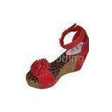 Custom 2012 Europe Style 9.5cm Heels Quality Summer / Spring PU Red Ladies Wedge Sandals thumbnail-1