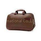 Large Travelling Luggage Bags With Tie Rod Hand Double Use , Brown PU Leather Trolley Bags thumbnail-1