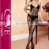 Spaghetti Strap Eyelash Lace Black Sheer Sexy Bodystocking thumbnail-5