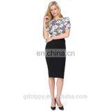 Black Knee Length Fitted Mature Women Skirt thumbnail-5