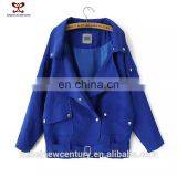 2015 Dress for Women Europe American Fashion Causal Lady Trench Coat Lapels New Pure Color Patch Pocket Personality Wind Jacket thumbnail-1