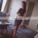 Elegant Women O-neck Sleeveless Asymmetric Hem Black High Sexy Front Split Casual Midi Dress thumbnail-2