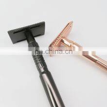 Professional Barber Razor Women Reusable Rose Gold Metal Shaving Safety Razor thumbnail-1