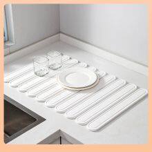 Engraved Foldable Diatomite Roll Up Stone Drying Mat for Kitchen, Bathroom thumbnail-3