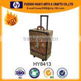 Wooden Wheeled Trolley ,color print draw-bar box ,luggage bag