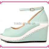 large womens beautiful green wedge shoes