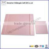 Pink Leather Convenient Desk Pad Built-in Mouse Pad With Smooth Writing Surface