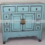 Chinese Antique Blue Shanxi Cabinet With Drawers thumbnail-1