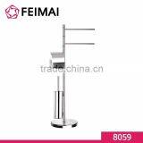 Bathroom Free Standing Paper Roll Holder Towel Rack and Toliet Brush Holder