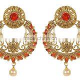 Indisn Gold Plated Crystal Made Dangle & Drop Design Earring With Maang Tikka For Women thumbnail-3