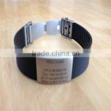 stainless steel id engrave silicone bracelet metal silicone id bracelet