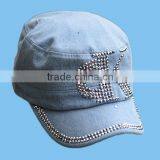 2016 Lady's Worn Out Washed Denim Baseball Cap With 3D Embroidery