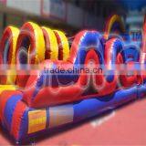 Factory Price Cheap Inflatable Obstacle Course for Sale, Rainbow Color Jumping Slide Obstacle for Children