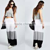 High Fashion Colour Block Woman Jersey Maxi Skirt Long Maxi Skirt thumbnail-1