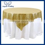 TL001C cheap rpund or square glitter wedding embroidered gold sequin table overlay
