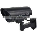 Security black CCTV False Outdoor CCD Camera Red LED Light Bullet proof Dummy Camera 11A