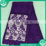 100% Polyester Teal Nigerian Cord Lace Wholesale Stock Fabric, Embroidered High Quality Cupion Lace Fabric for Women thumbnail-4