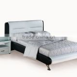 hot sale modern bedroom furniture wooden frame bed faux leather bed with crystal