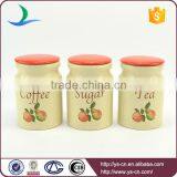 Fruit Decal Ceramic Storage Jars With Red Lid thumbnail-1