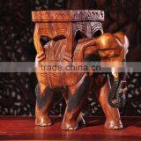Thailand Style Wood Carved Elephant Chair, Elephant Shape Design Handcarved Little Chair (BF01-X1162) thumbnail-1