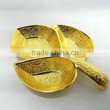 Wedding Gift, Promotional Gift Leaf Shape Gold Plated Brass Tray thumbnail-1