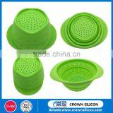 Food Grade Material Unbreakable Kitchenware Collapsible Silicone Colander thumbnail-1
