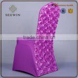 Solid White Rosette Chair Cover Wedding thumbnail-3