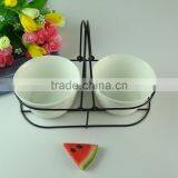 Stock Cheap White Bowl Set With Black Iron, Porcelain Rice Bowl Noodle Bowl for Home Use thumbnail-2