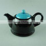 Glazed Black Teapot With Blue Cover in Stock thumbnail-1