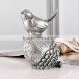 Qute Bird Standing on Nut Resin Small Silver Bird Figurines thumbnail-3