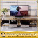 Hotel Furniture Led tv Stand tv Table With Gold Metal Frame pu Cover Top thumbnail-4