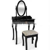 Wooden Make Up Table With Mirror and Stool, Bedroom Wooden Dresser Set, Wooden Crafts thumbnail-2